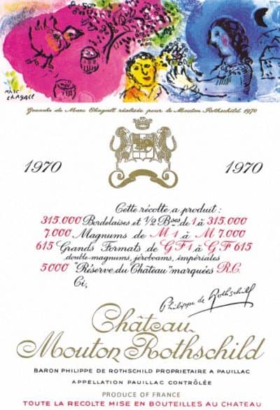 Etichetta artistica dell'azienda Château Mouton Rothschild realizzata nel 1945, alla fine della Seconda Guerra Mondiale da Philippe Jullian e celebra la liberazione sull’etichetta è raffigurata infatti un’immagine simbolica con la “V” della vittoria
